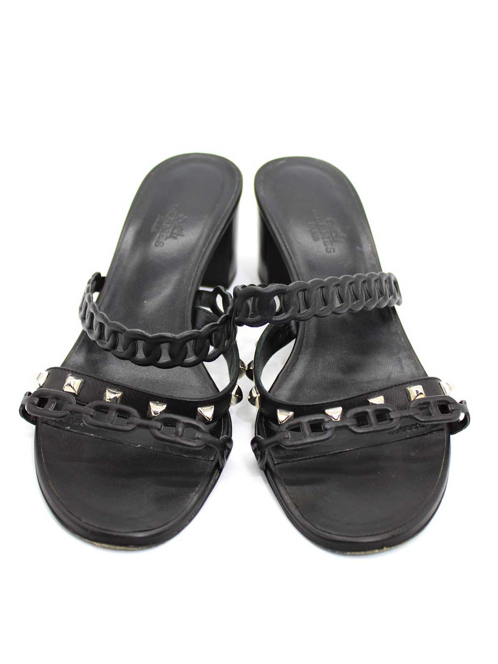 Hermes Chain Studs Sandals (Black)