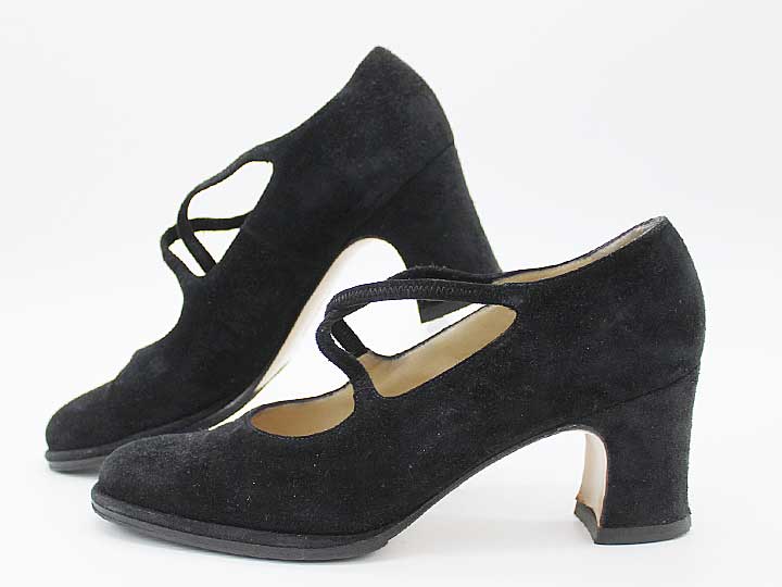 Salvatore Ferragamo Suede Cross Strap Pumps (Black)