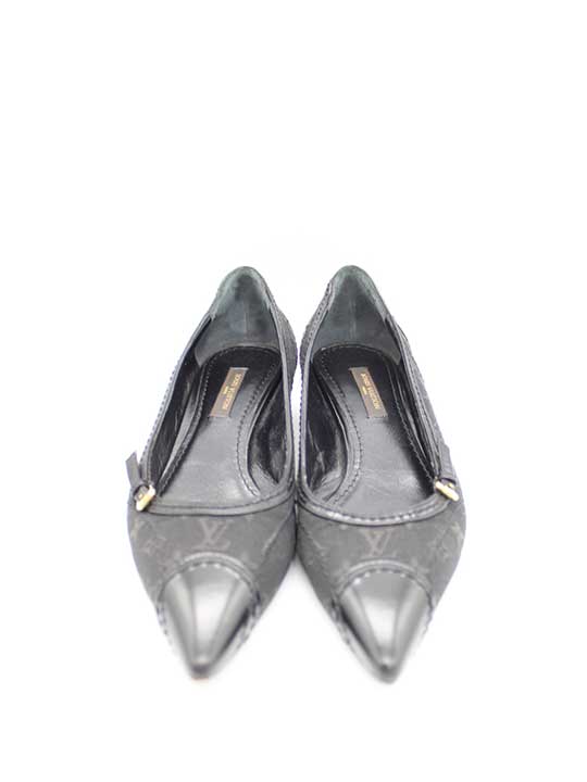 LOUIS VUITTON Cap Toe Monogram Pumps Black