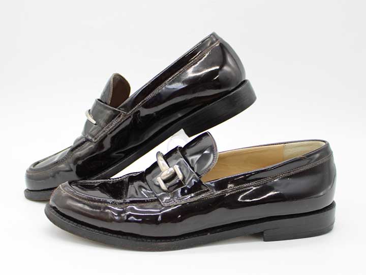 Gucci Enamel Bit Loafer (Dark Brown)