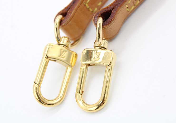 LOUIS VUITTON Leather Shoulder Strap Camel Brown x Gold