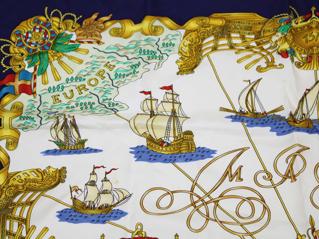 Hermes Voiles de Lumiere Carre 90 Silk Scarf (Blue x Multi)