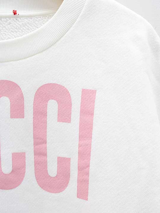 Gucci JEAN HARLOW Logo Pullover Sweatshirt (Model 688219xJEGA) (White x Pink)