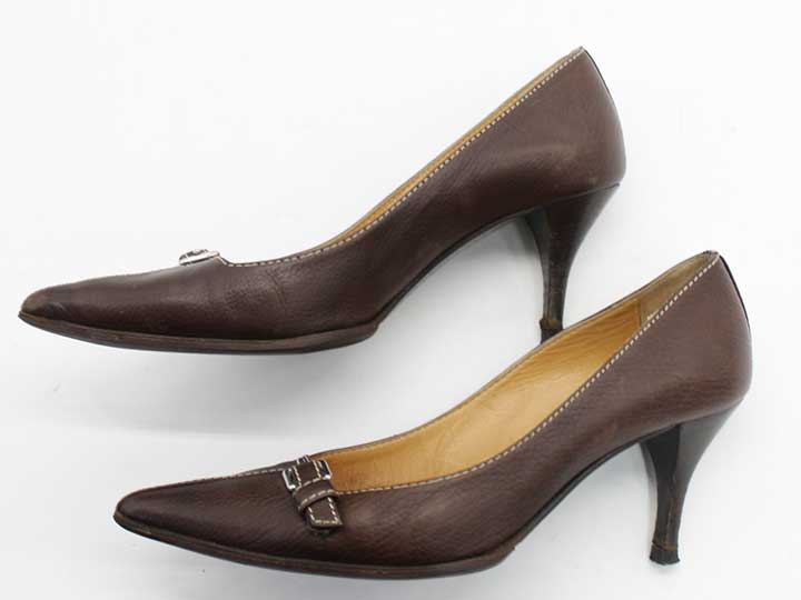 Hermes Pointed-Toe Pumps (Brown)