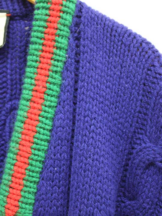 Gucci Back Embroidery Wool Knit Cardigan (Blue)