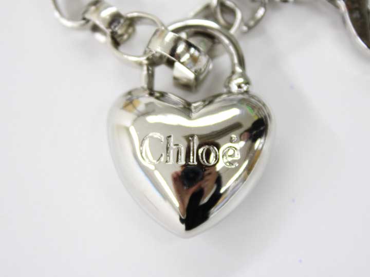 Chloe Heart and Logo Key Ring (Silver)