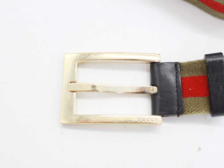 Gucci Canvas Belt (Khaki x Red x Black)