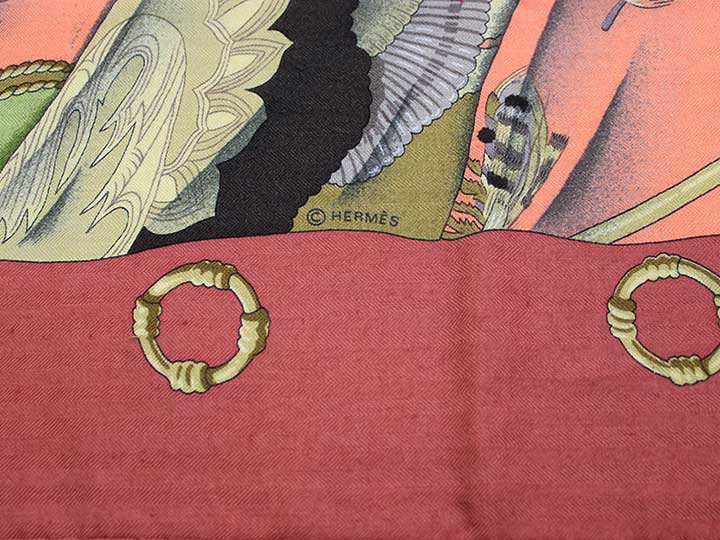 Hermes Carre 130 Soleil de Soie Silk Scarf (Brick Red x Salmon Pink)