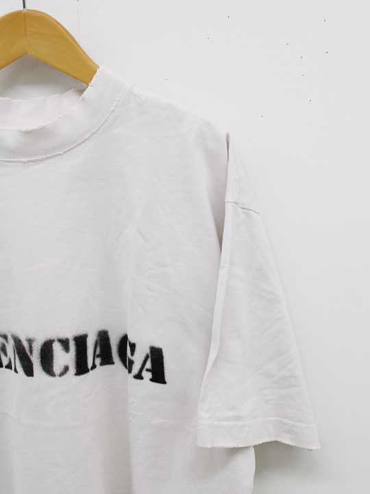 Balenciaga Damage-Processed Spray Logo T-Shirt Pink x Black