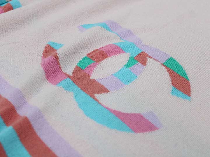 CHANEL CC Border Muffler Pink / Blue / Green