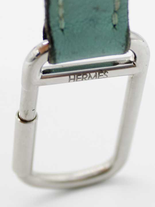 Hermes Sellier Leather Key Ring (Mint Green)