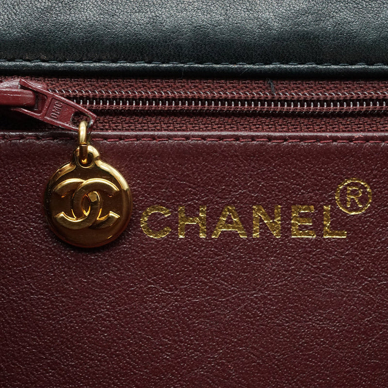 Chanel Black Lambskin Push-lock Single Flap