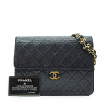 Chanel Black Lambskin Push-lock Single Flap