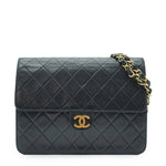 Chanel Black Lambskin Push-lock Single Flap