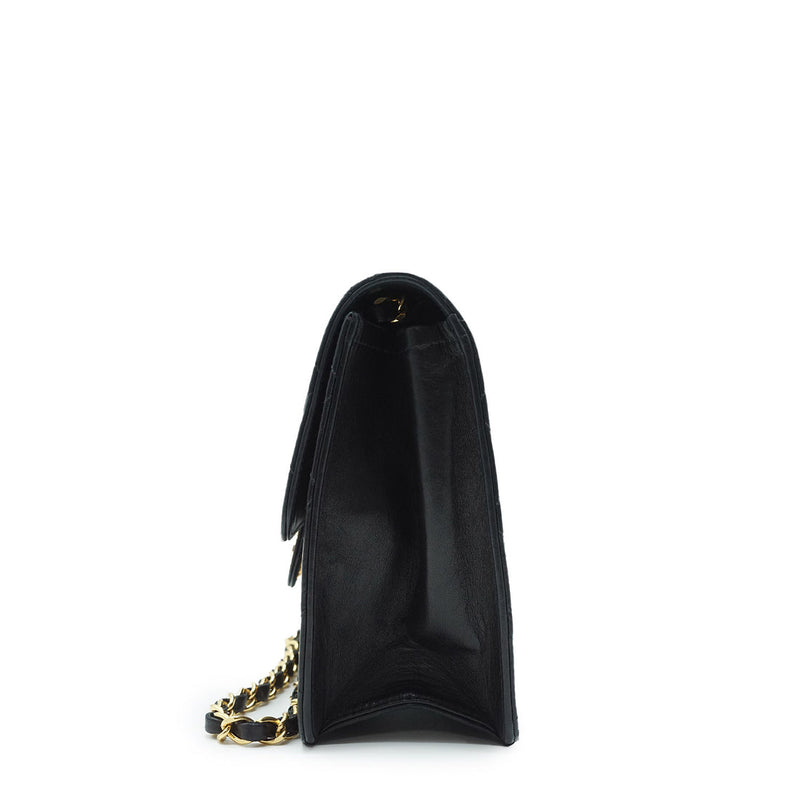 Chanel Black Lambskin Push-lock Single Flap