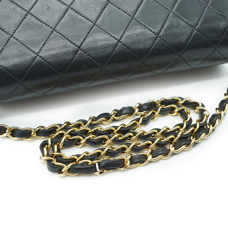 Chanel Black Lambskin Push-lock Single Flap