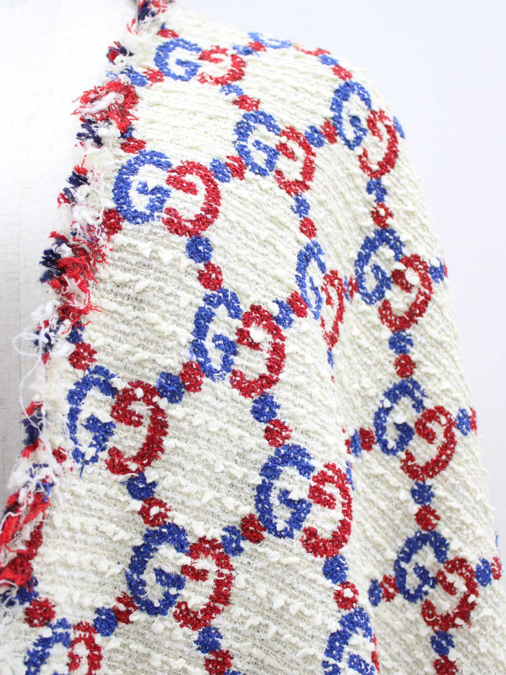 Gucci GG x Check Reversible Poncho (Ivory x Blue x Red)
