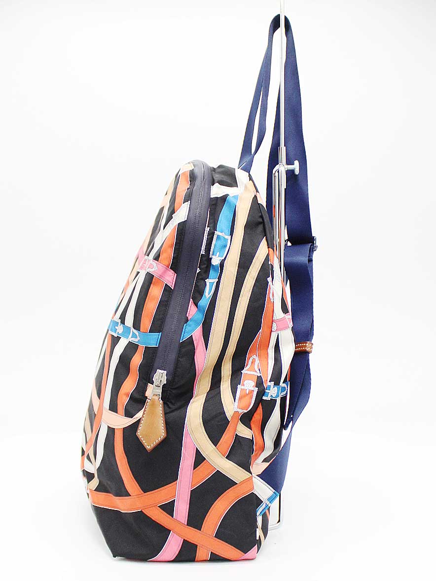 HERMES Airsilk Cavalcadour Backpack Black x Multicolor