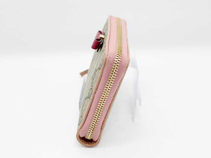 Gucci GG Supreme Round Zip Long Wallet (Model 388680) (Beige x Smoky Pink)
