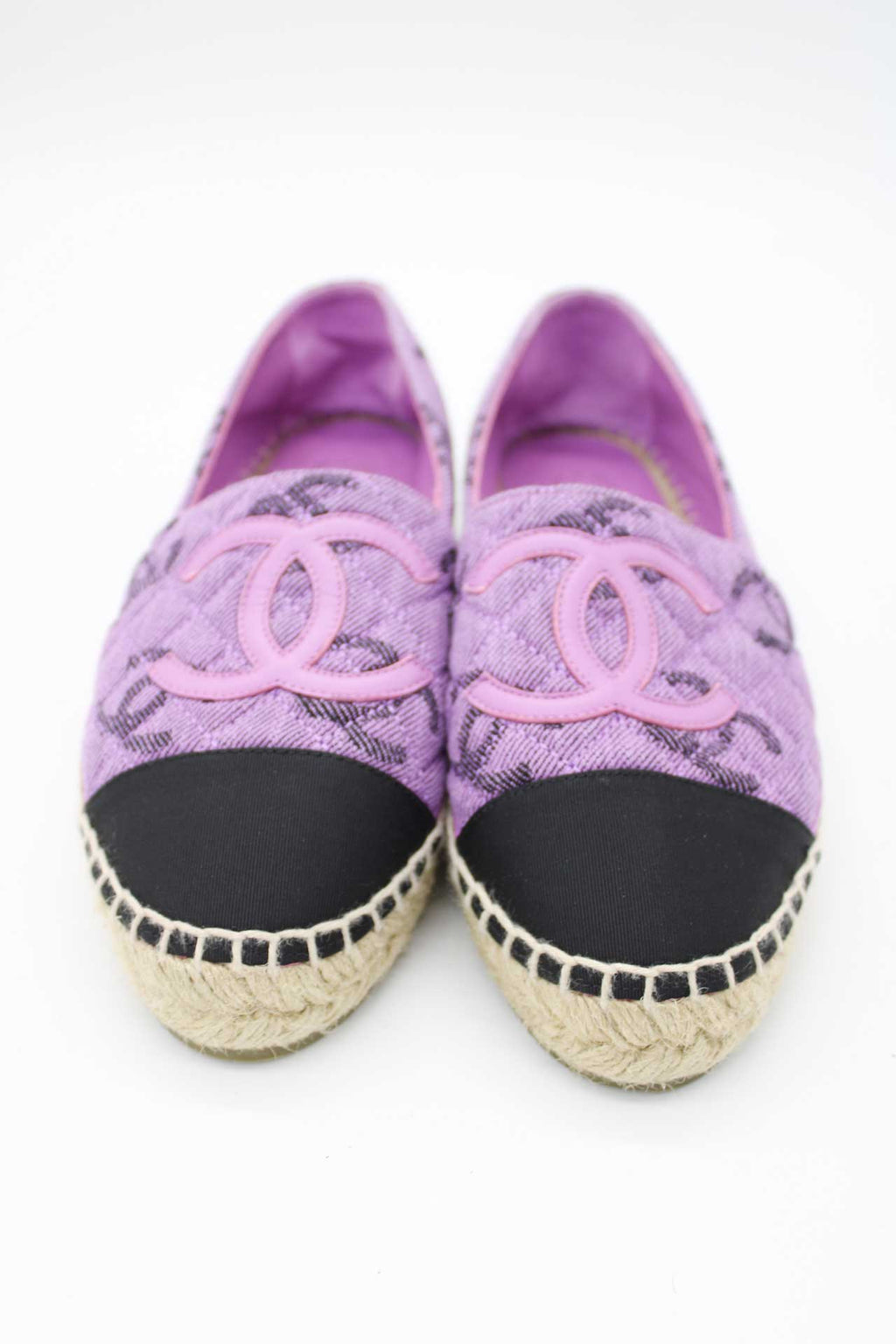 CHANEL CC Espadrille Flat Sandals Purple