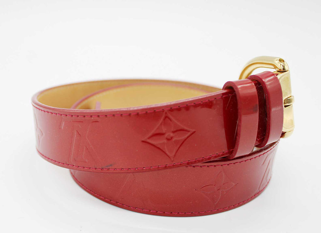 LOUIS VUITTON Vernis Ceinture Belt Red